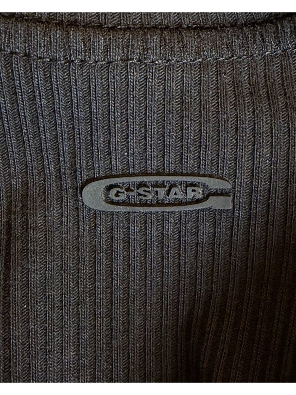 G-Star Raw Slim Rib Long Sleeve Mock Neck Dress | Dark Black | S | NWT - Picture 6 of 13